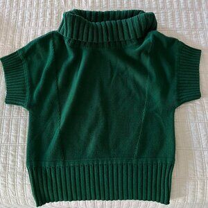 Deep Green knitted vest sweater Turtleneck